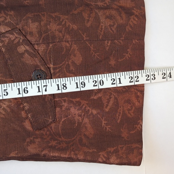 Chico's Silk Linen Shimmery Floral Lined Blazer Small Chico's 0 Metallic Bronze - Picture 14 of 14